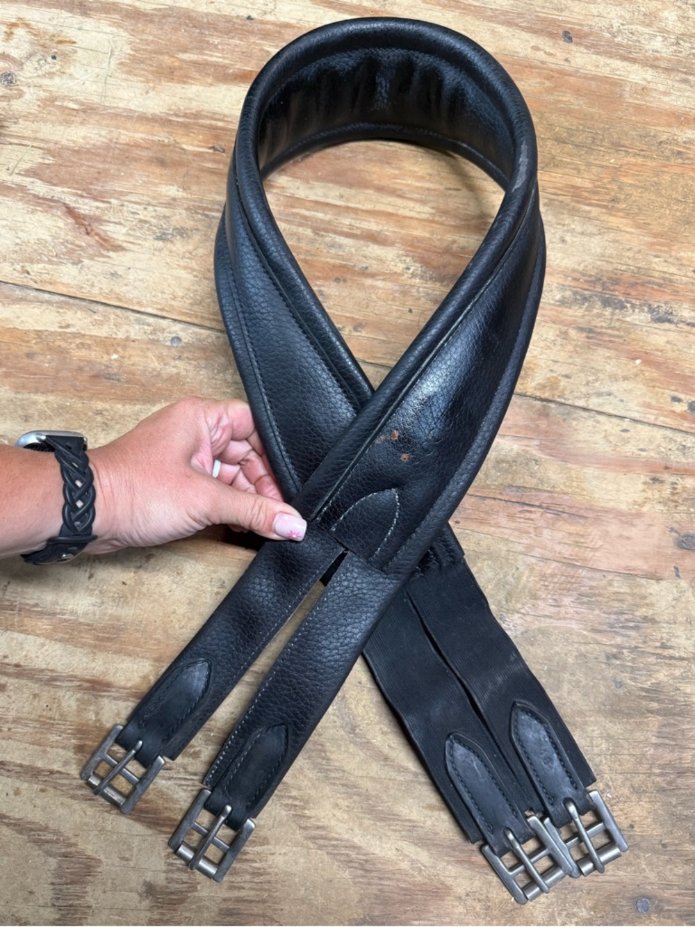 48” black leather Courbette girth